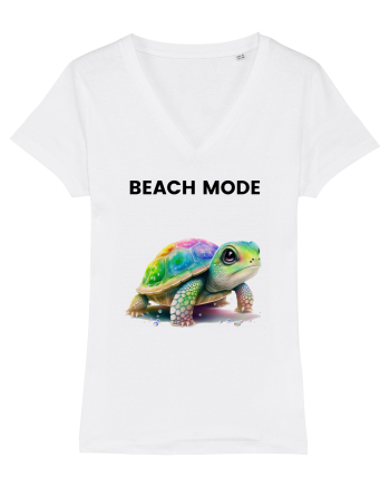 Broasca testoasa pictata in acuarela cu mesajul  Beach Mode White