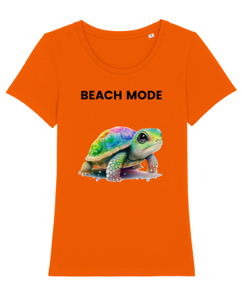 Broasca testoasa pictata in acuarela cu mesajul  Beach Mode Bright Orange