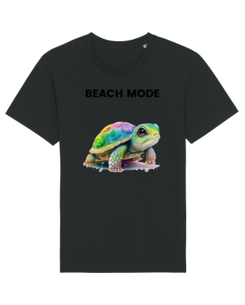 Broasca testoasa pictata in acuarela cu mesajul  Beach Mode Black