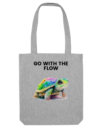 Broasca testoasa pictata in acuarela cu mesajul  Go with the Flow Heather Grey