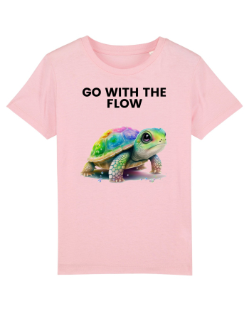 Broasca testoasa pictata in acuarela cu mesajul  Go with the Flow Cotton Pink