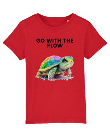 Broasca testoasa pictata in acuarela cu mesajul  Go with the Flow Red