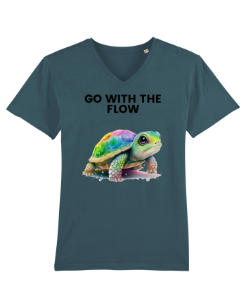 Broasca testoasa pictata in acuarela cu mesajul  Go with the Flow Stargazer