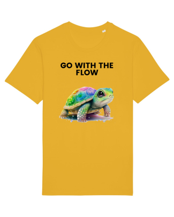 Broasca testoasa pictata in acuarela cu mesajul  Go with the Flow Spectra Yellow