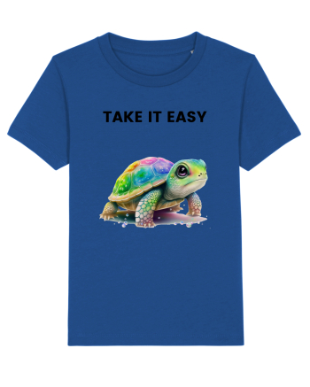 Broasca testoasa pictata in acuarela cu mesajul  Take it Easy Majorelle Blue