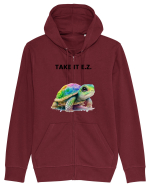 Broasca testoasa pictata in acuarela cu mesajul  Take it E.Z. Hanorac cu fermoar Unisex Connector