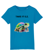 Broasca testoasa pictata in acuarela cu mesajul  Take it E.Z. Tricou mânecă scurtă  Copii Mini Creator