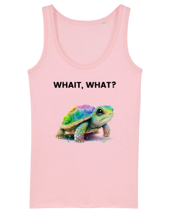 Broasca testoasa pictata in acuarela cu mesajul Wait, What? Cotton Pink