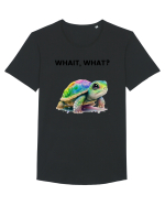 Broasca testoasa pictata in acuarela cu mesajul Wait, What? Tricou mânecă scurtă guler larg Bărbat Skater