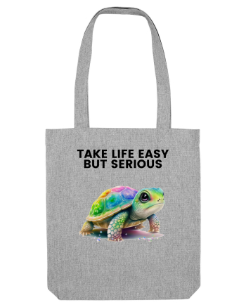 Broasca testoasa pictata in acuarela cu mesajul Take Life Easy but Serious Heather Grey