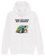 Broasca testoasa pictata in acuarela cu mesajul Take Life Easy but Serious Hanorac cu fermoar Unisex Connector