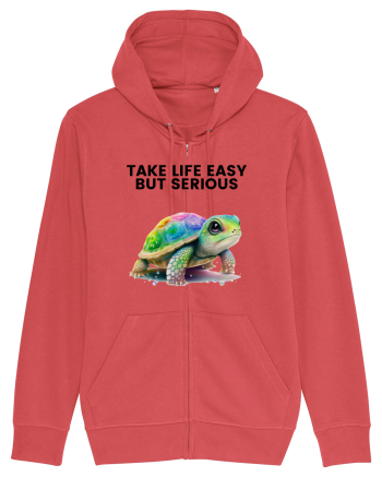 Broasca testoasa pictata in acuarela cu mesajul Take Life Easy but Serious Carmine Red