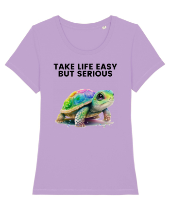 Broasca testoasa pictata in acuarela cu mesajul Take Life Easy but Serious Lavender Dawn
