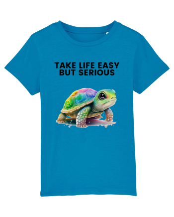 Broasca testoasa pictata in acuarela cu mesajul Take Life Easy but Serious Azur