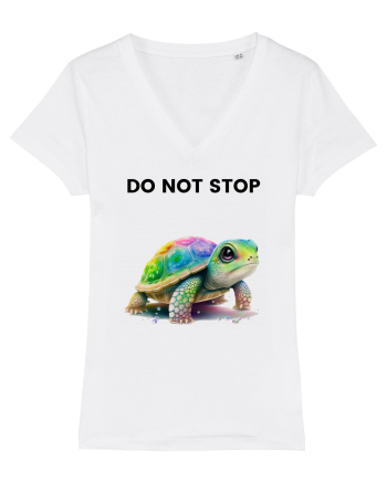 Broasca testoasa pictata in acuarela cu mesajul Do Not Stop White