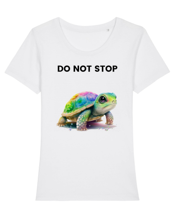 Broasca testoasa pictata in acuarela cu mesajul Do Not Stop White