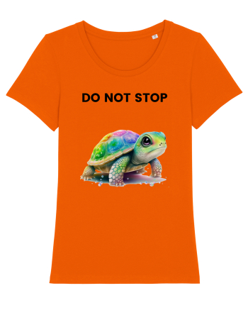 Broasca testoasa pictata in acuarela cu mesajul Do Not Stop Bright Orange