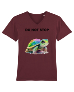 Broasca testoasa pictata in acuarela cu mesajul Do Not Stop Tricou mânecă scurtă guler V Bărbat Presenter