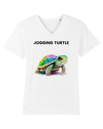 Broasca testoasa pictata in acuarela cu mesajul Jogging Turtle Tricou mânecă scurtă guler V Bărbat Presenter