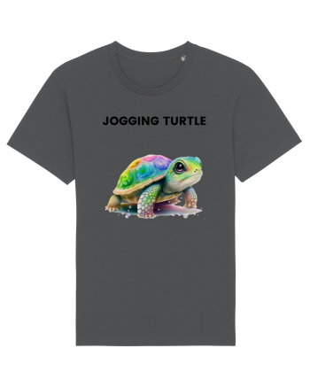 Broasca testoasa pictata in acuarela cu mesajul Jogging Turtle Anthracite