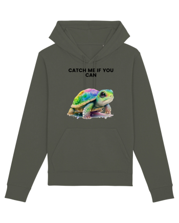 Broasca testoasa pictata in acuarela cu mesajul Catch Me If You Can Khaki