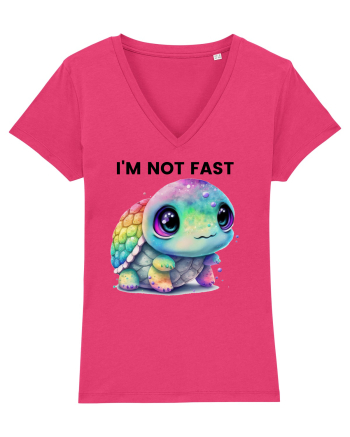 Broasca testoasa pictata in acuarela cu mesajul I'm not fast Raspberry