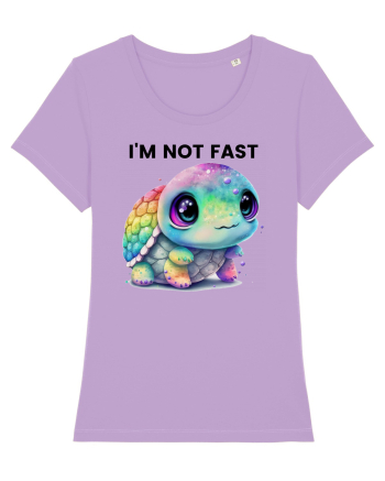 Broasca testoasa pictata in acuarela cu mesajul I'm not fast Lavender Dawn
