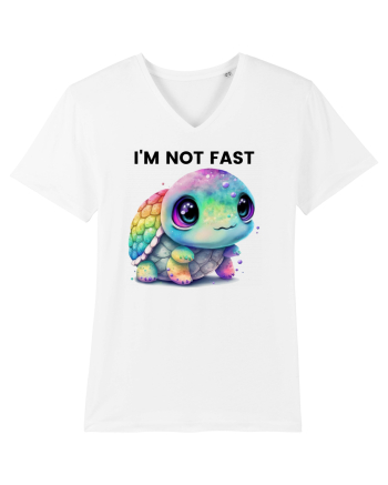 Broasca testoasa pictata in acuarela cu mesajul I'm not fast White