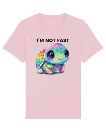 Broasca testoasa pictata in acuarela cu mesajul I'm not fast Cotton Pink