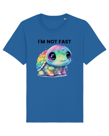 Broasca testoasa pictata in acuarela cu mesajul I'm not fast Royal Blue