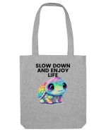 Broasca testoasa pictata in acuarela cu mesajul  Slow Down and Enjoy Life Sacoșă textilă