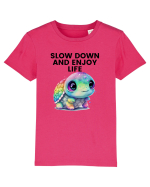 Broasca testoasa pictata in acuarela cu mesajul  Slow Down and Enjoy Life Tricou mânecă scurtă  Copii Mini Creator