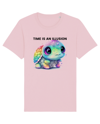 Broasca testoasa pictata in acuarela cu mesajul  Time is an Illusion Cotton Pink