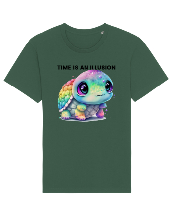 Broasca testoasa pictata in acuarela cu mesajul  Time is an Illusion Bottle Green