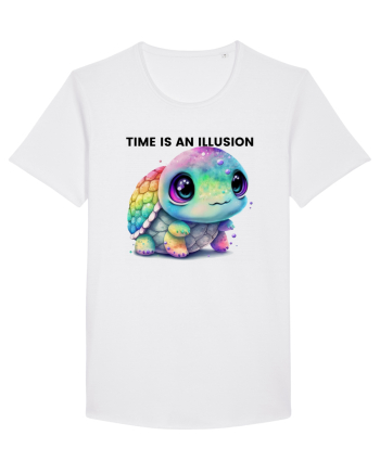Broasca testoasa pictata in acuarela cu mesajul  Time is an Illusion White