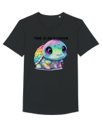 Broasca testoasa pictata in acuarela cu mesajul  Time is an Illusion Tricou mânecă scurtă guler larg Bărbat Skater