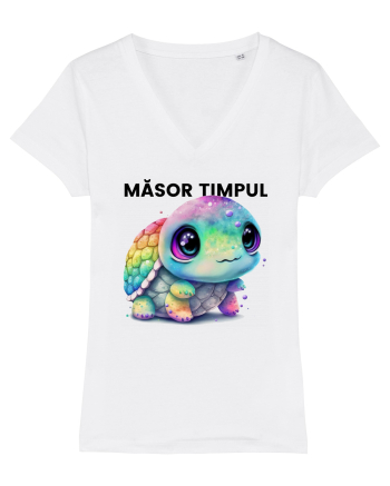 Broasca testoasa pictata in acuarela cu mesajul  Masor Timpul White