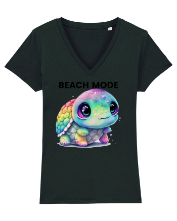 Broasca testoasa pictata in acuarela cu mesajul  Beach Mode Black