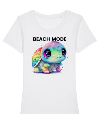 Broasca testoasa pictata in acuarela cu mesajul  Beach Mode White