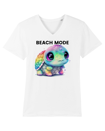 Broasca testoasa pictata in acuarela cu mesajul  Beach Mode White