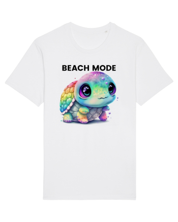 Broasca testoasa pictata in acuarela cu mesajul  Beach Mode White