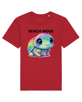 Broasca testoasa pictata in acuarela cu mesajul  Beach Mode Red