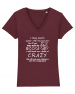 Mess with my BOOKS Tricou mânecă scurtă guler V Damă Evoker