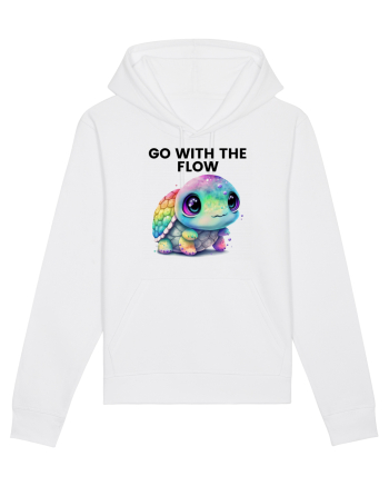 Broasca testoasa pictata in acuarela cu mesajul  Go with the Flow White