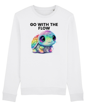 Broasca testoasa pictata in acuarela cu mesajul  Go with the Flow White