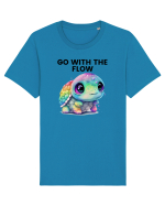 Broasca testoasa pictata in acuarela cu mesajul  Go with the Flow Tricou mânecă scurtă Unisex Rocker