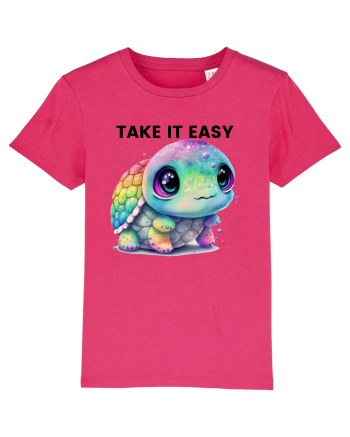 Broasca testoasa pictata in acuarela cu mesajul  Take it Easy Raspberry
