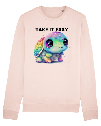 Broasca testoasa pictata in acuarela cu mesajul  Take it Easy Candy Pink