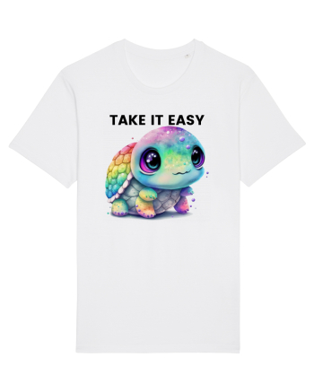 Broasca testoasa pictata in acuarela cu mesajul  Take it Easy White