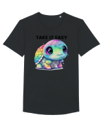 Broasca testoasa pictata in acuarela cu mesajul  Take it Easy Tricou mânecă scurtă guler larg Bărbat Skater